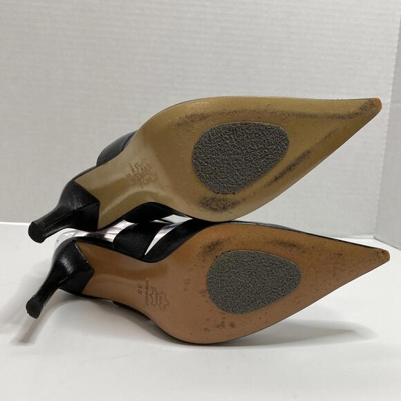 Antonio Eboli Black Stiletto Heels Womens 8 Sexy Ankle Straps Pointy Toe Chic - Picture 5 of 11